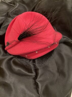 VTG 1950s Fascinator Hat w Veil 100% wool from Merrimack Hat Co.